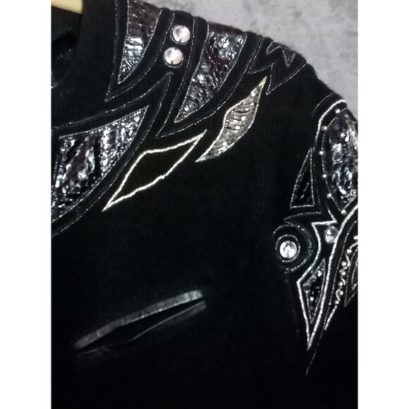 Vintage Joseph Ho Studio Beaded Black Lambswool Sweater Size Small  Stretchable - Picture 5 of 14